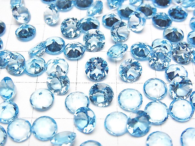 [Video]High Quality Swiss Blue Topaz AAA Loose stone Round Faceted 6x6m 2pcs