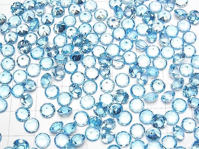[Video] High Quality Swiss Blue Topaz AAA Loose Stone Round Faceted 6x6m 2pcs