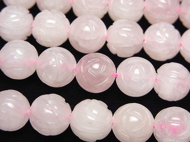 Carving, Rose, Rose Quartz Gemstone Beads