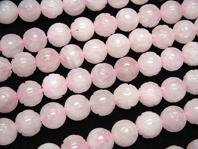 [Video] Rose Quartz AA++ Round Rose Cut 10mm half or 1strand (aprx.15inch/36cm)