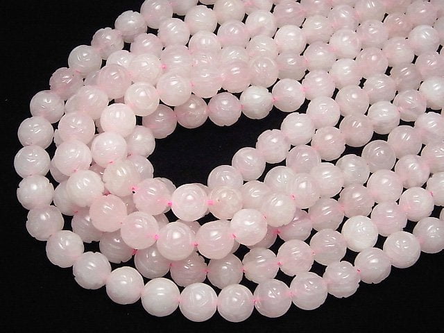 [Video] Rose Quartz AA++ Round Rose Cut 10mm half or 1strand (aprx.15inch/36cm)