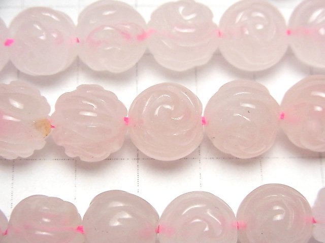 [Video] Rose Quartz AA++ Round Rose Cut 12mm half or 1strand (aprx.15inch/36cm)