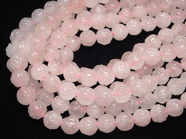 [Video] Rose Quartz AA++ Round Rose Cut 12mm half or 1strand (aprx.15inch/36cm)