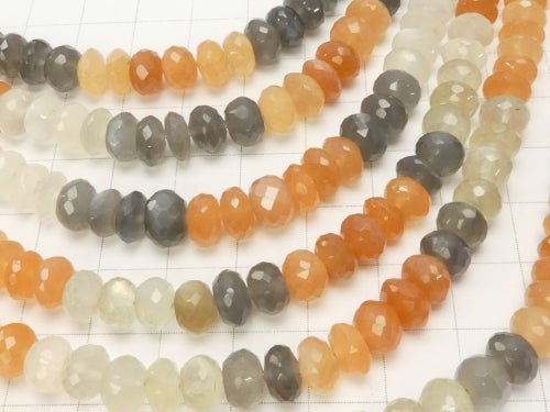 1strand $24.99! High Quality Multicolor Moonstone AAA Faceted Button Roundel 7 x 7 x 4 mm 1 strand beads (aprx.7 inch / 18 cm)