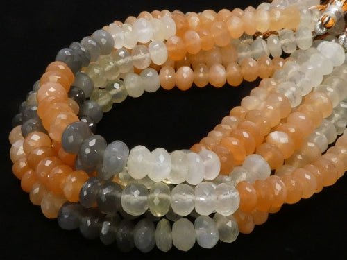 1strand $24.99! High Quality Multicolor Moonstone AAA Faceted Button Roundel 7 x 7 x 4 mm 1 strand beads (aprx.7 inch / 18 cm)