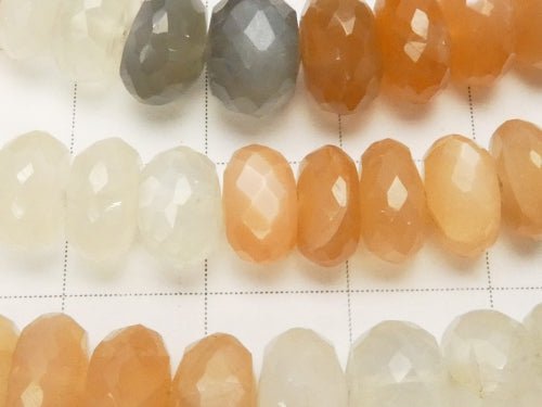 1strand $29.99! High Quality Multicolor Moonstone AAA Faceted Button Roundel 8 x 8 x 5 mm 1 strand beads (aprx.7 inch / 18 cm)