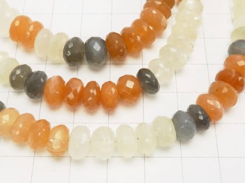 1strand $29.99! High Quality Multicolor Moonstone AAA Faceted Button Roundel 8 x 8 x 5 mm 1 strand beads (aprx.7 inch / 18 cm)