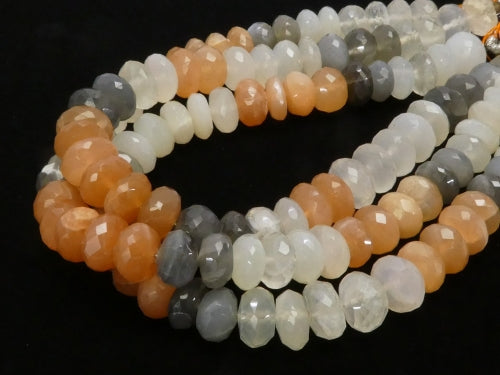 1strand $29.99! High Quality Multicolor Moonstone AAA Faceted Button Roundel 8 x 8 x 5 mm 1 strand beads (aprx.7 inch / 18 cm)