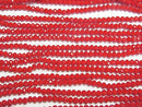 Glass Beads Faceted Button Rondelle 4x4x3mm Red 1strand beads (aprx.15inch/38cm)