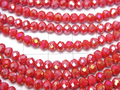 1strand $1.79! Glass Beads  Faceted Button Roundel 4 x 4 x 3 mm Red AB 1 strand beads (aprx.19 inch / 46 cm)