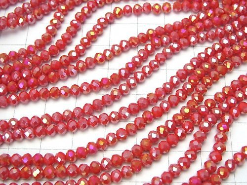 1strand $1.79! Glass Beads  Faceted Button Roundel 4 x 4 x 3 mm Red AB 1 strand beads (aprx.19 inch / 46 cm)