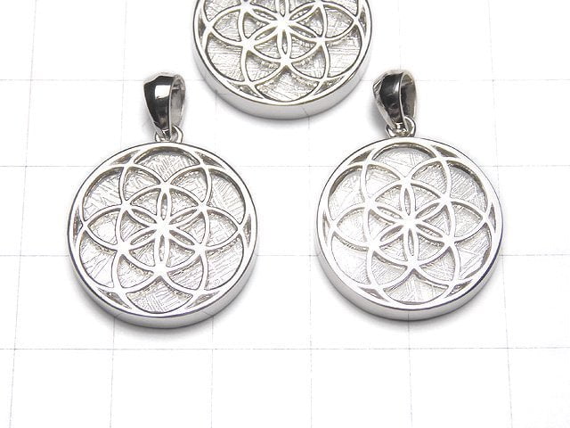 Meteorite seed of life design included Coin Pendant 20 mm Silver 925