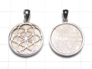 Meteorite seed of life design included Coin Pendant 20 mm pink gold Silver 925