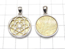 Meteorite seed of life design included Coin Pendant 20 mm gold Silver 925