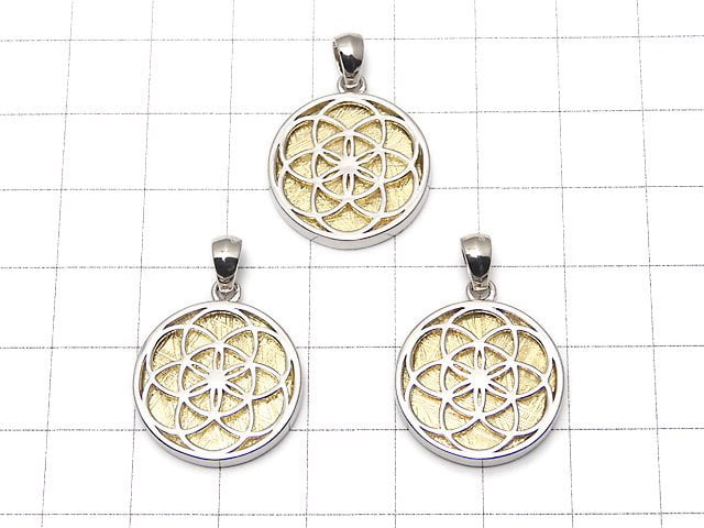 Meteorite seed of life design included Coin Pendant 20 mm gold Silver 925