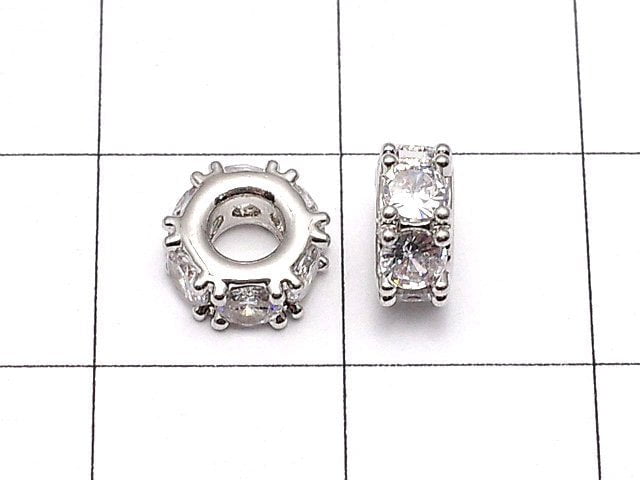Metal Parts Rondelle 7 x 7 x 3 mm Silver Color (with CZ) 3pcs $3.79!