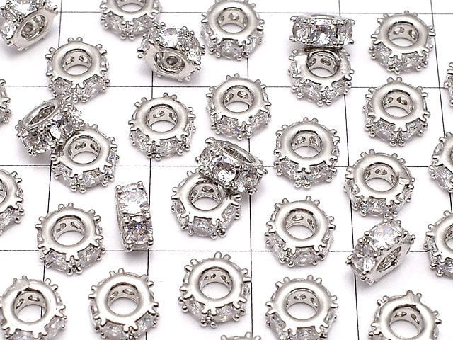 Metal Parts Roundel 7 x 7 x 3 mm Silver Color (with CZ) 3pcs $3.79!