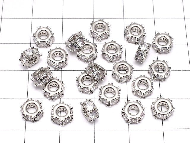 Metal Parts Roundel 7 x 7 x 3 mm Silver Color (with CZ) 3pcs $3.79!