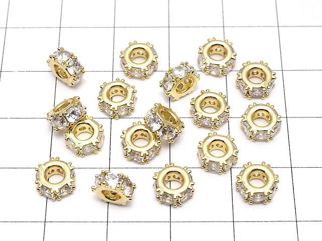 Metal Parts Roundel 7 x 7 x 3 mm Gold Color (with CZ) 3pcs $3.79!