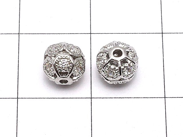 Metal Parts watermark pattern entering Round 6mm silver color w / CZ 1pc $2.19!