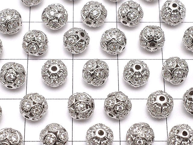 Metal Parts watermark pattern entering Round 6mm silver color w / CZ 1pc $2.19!