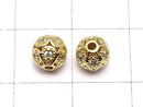 Metal Parts watermark patterned Round 6 mm gold color w / CZ 1 pc $2.19!