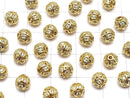 Metal Parts watermark patterned Round 6 mm gold color w / CZ 1 pc $2.19!