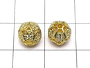 Metal Parts watermark patterned Round 8 mm gold color w / CZ 1pc $2.79!