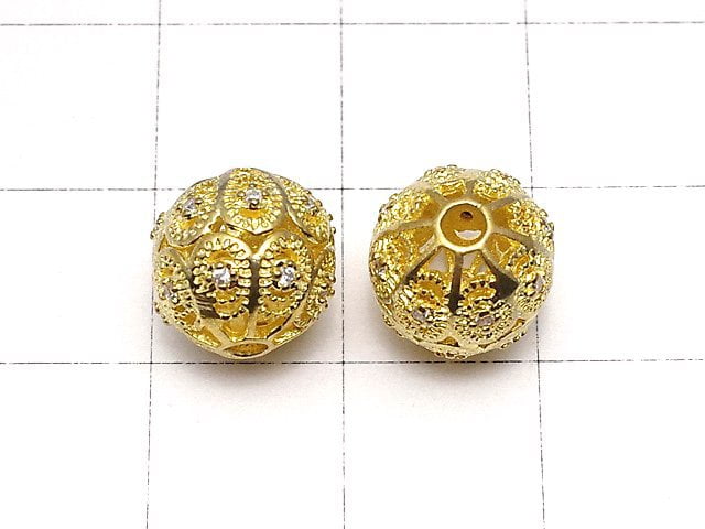 Metal Parts watermark pattern entering Round 10mm gold color w / CZ 1pc $3.39!