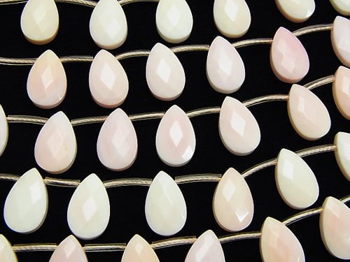 Queen Conch Shell AA ++ Faceted Pear Shape 16 x 10 x 5 mm half or 1 strand beads (aprx.15 inch / 36 cm)