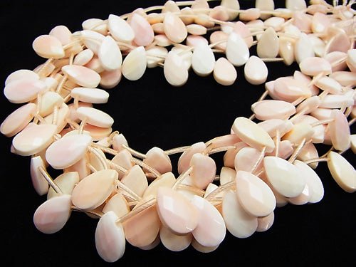 Queen Conch Shell AA ++ Faceted Pear Shape 16 x 10 x 5 mm half or 1 strand beads (aprx.15 inch / 36 cm)