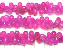 [Video]High Quality Fuchsia Pink Chalcedony AAA Drop Faceted Briolette 8x5mm half or 1strand (58pcs)