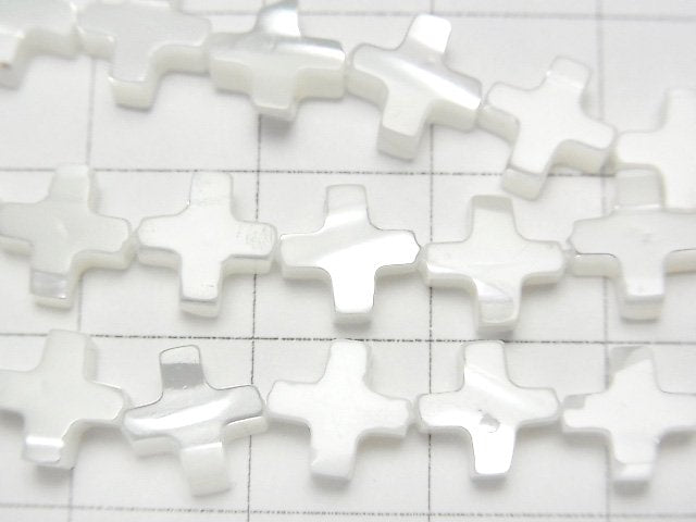 [Video]Mother of Pearl MOP White Cross 8x8mm 1strand beads (aprx.15inch/37cm)