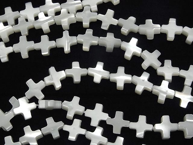 [Video] Mother of Pearl MOP White Cross 8x8mm 1strand beads (aprx.15inch/37cm)