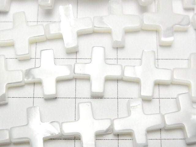 1strand $6.79! Mother of Pearl MOP Cross 12x12x3mm White 1strand beads (aprx.15inch / 37cm)