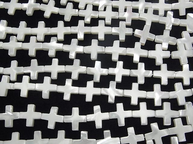 [Video] Mother of Pearl MOP White Cross 12x12mm 1strand beads (aprx.15inch/36cm)