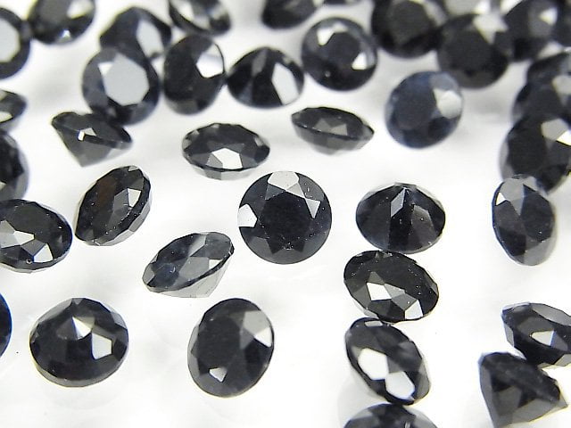 [Video] High Quality Black Sapphire AAA Undrilled Round Faceted 6x6mm 2pcs