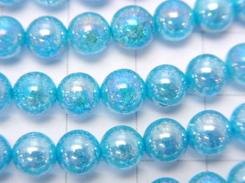 1strand $7.79! Flash Light Blue Color Cracked Crystal Round 6mm 1strand beads (aprx.15inch / 36cm)