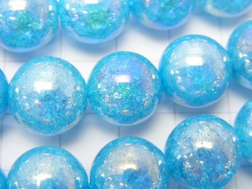 Flashlight Blue Color Cracked Crystal Round 12mm half or 1strand beads (aprx.15inch / 36cm)