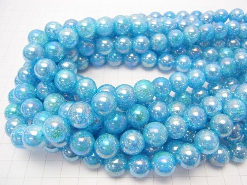 Flashlight Blue Color Cracked Crystal Round 12mm half or 1strand beads (aprx.15inch / 36cm)