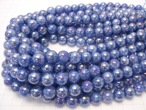 1strand $9.79! Flash Blue Color Cracked Crystal Round 10mm 1strand beads (aprx.15inch / 36cm)
