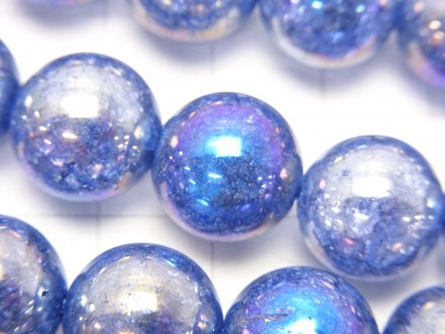 Flash Blue Color Cracked Crystal Round 12mm half or 1strand beads (aprx.14inch / 35cm)