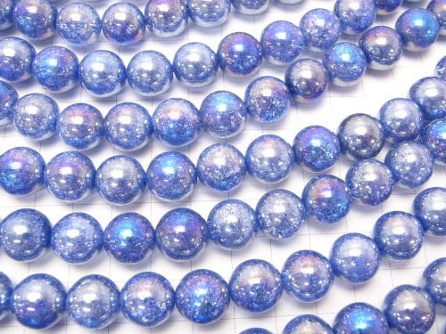 Flash Blue Color Cracked Crystal Round 12mm half or 1strand beads (aprx.14inch / 35cm)