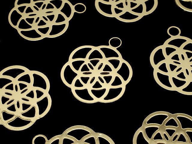 Metal parts Holy Charm [Seed of Life] 24x20mm Gold color 1pc