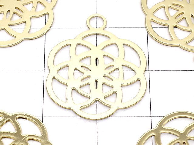 Metal parts Holy Charm [Seed of Life] 24x20mm Gold color 1pc