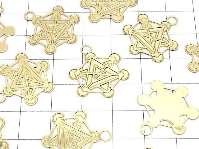 Metal parts Holy Charm [Metatron Cube] 20x23mm Gold color 1pc