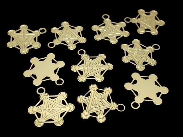 Metal parts Holy Charm [Metatron Cube] 20x23mm Gold color 1pc