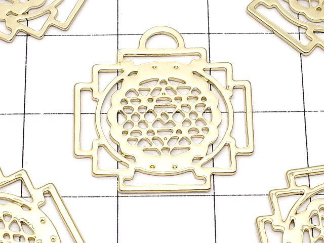 Metal parts Holy Charm [Yantra] 21x20mm Gold color 1pc