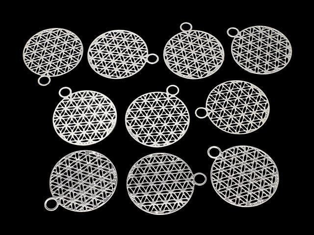 Metal Charm [Flower of Life] 23x20mm Silver Color 1pc