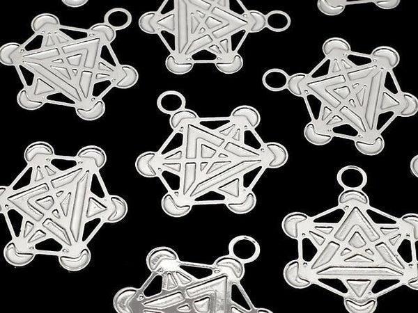 Metal parts Holy Charm [Metatron Cube] 20x23mm Silver color 1pc